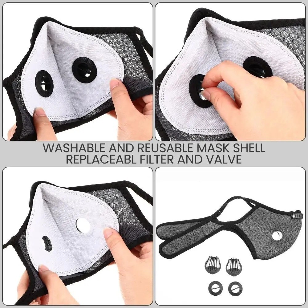 Mesh Sports Cycling Face Mask with Active Carbon Filter & Dual Breathing Valves