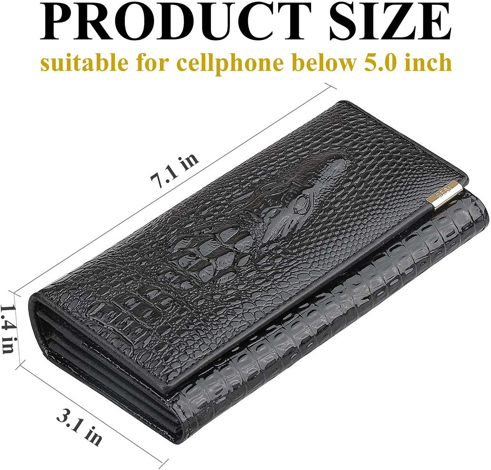 Women Long Crocodile Genuine Leather Clutch Wallet Card Holder Purse Handbag US