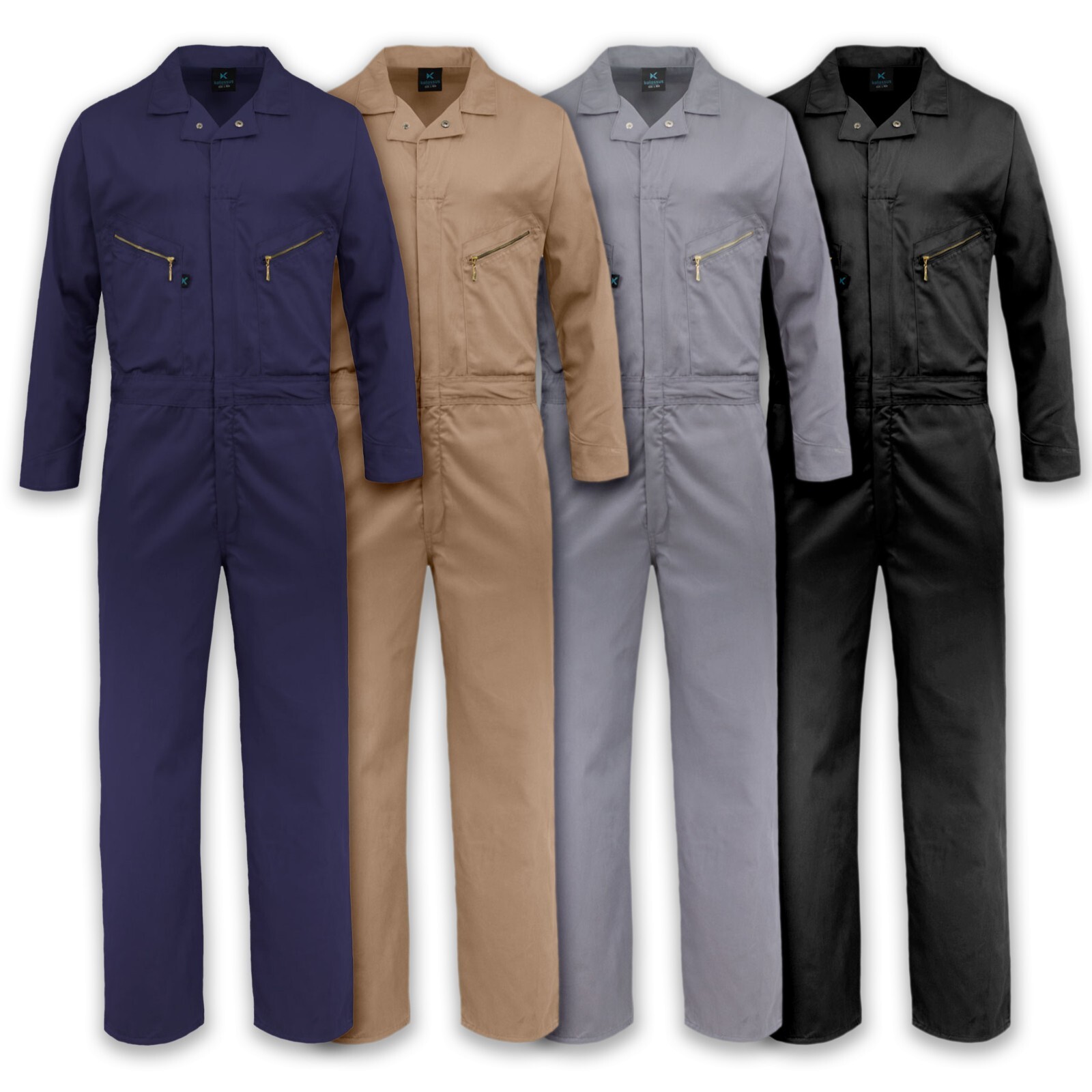 Men’s Coverall Long Sleeve Jumpsuit Cotton Blend Zipper Front Pockets Overalls