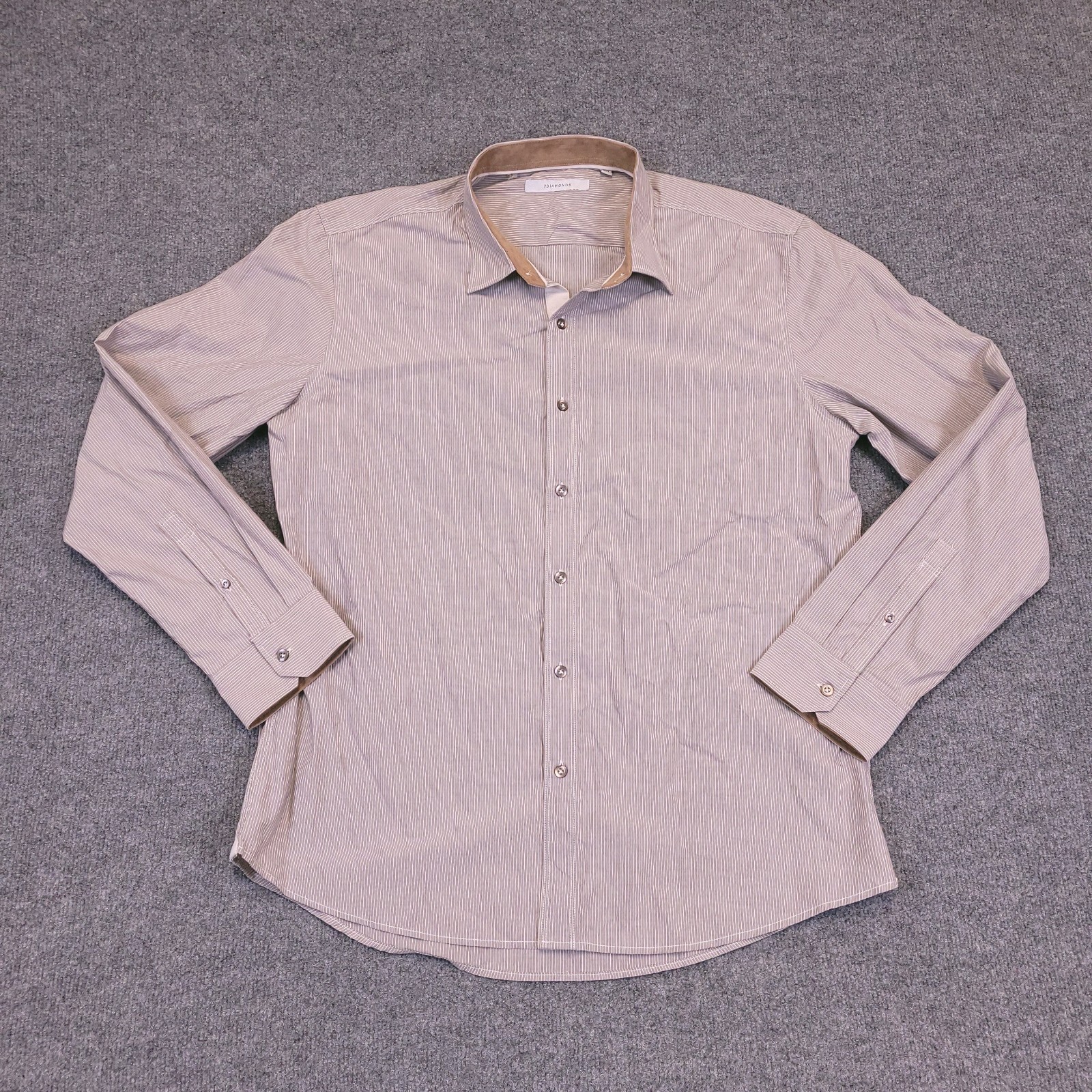 7D 7 Diamonds Radio Protector Fit 2XL Button Up Striped Flip Cuff Contrast Trim