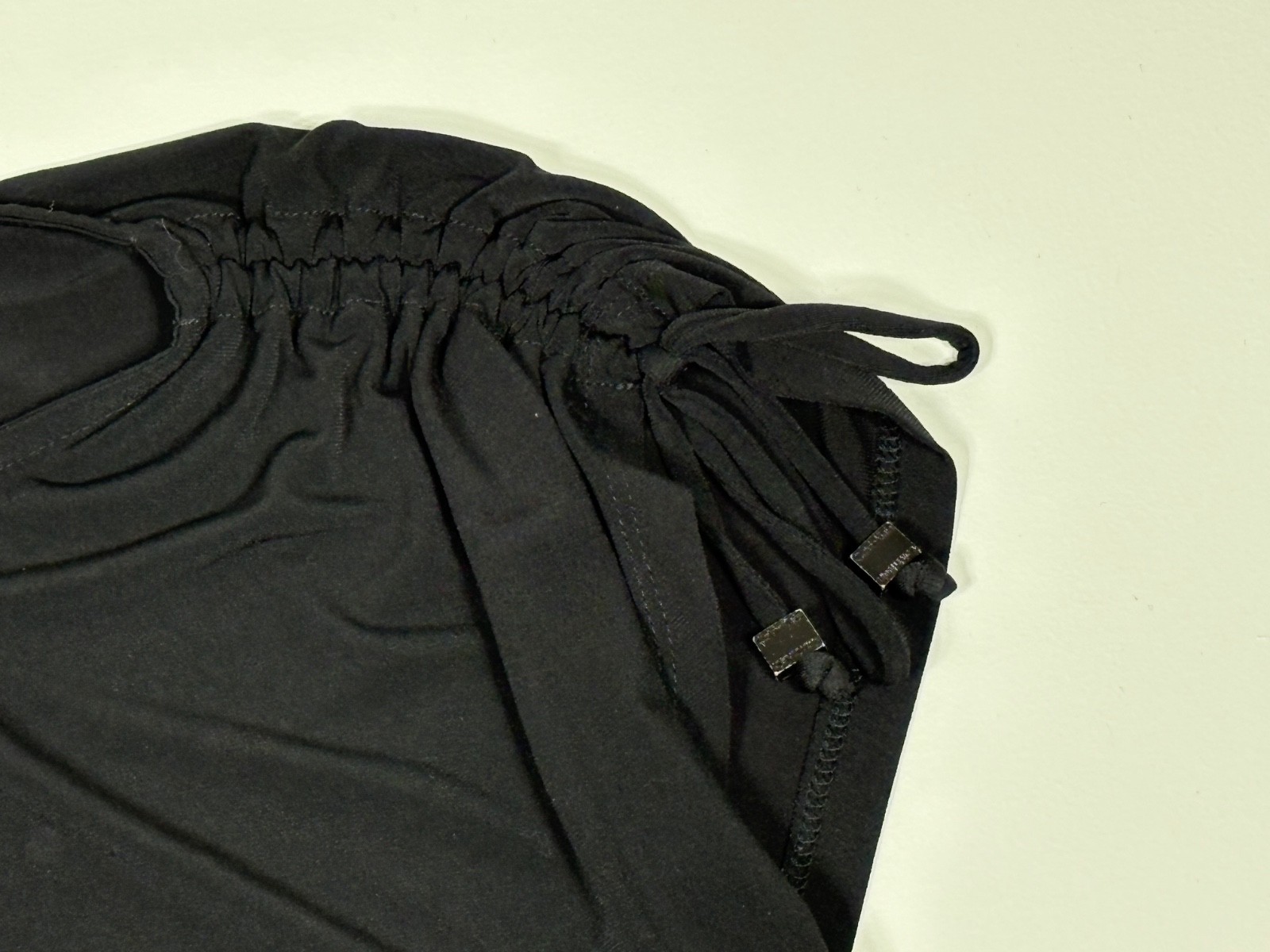 Calvin Klein Blouse Womens Medium Black Drawstring Shoulder Cap Sleeve