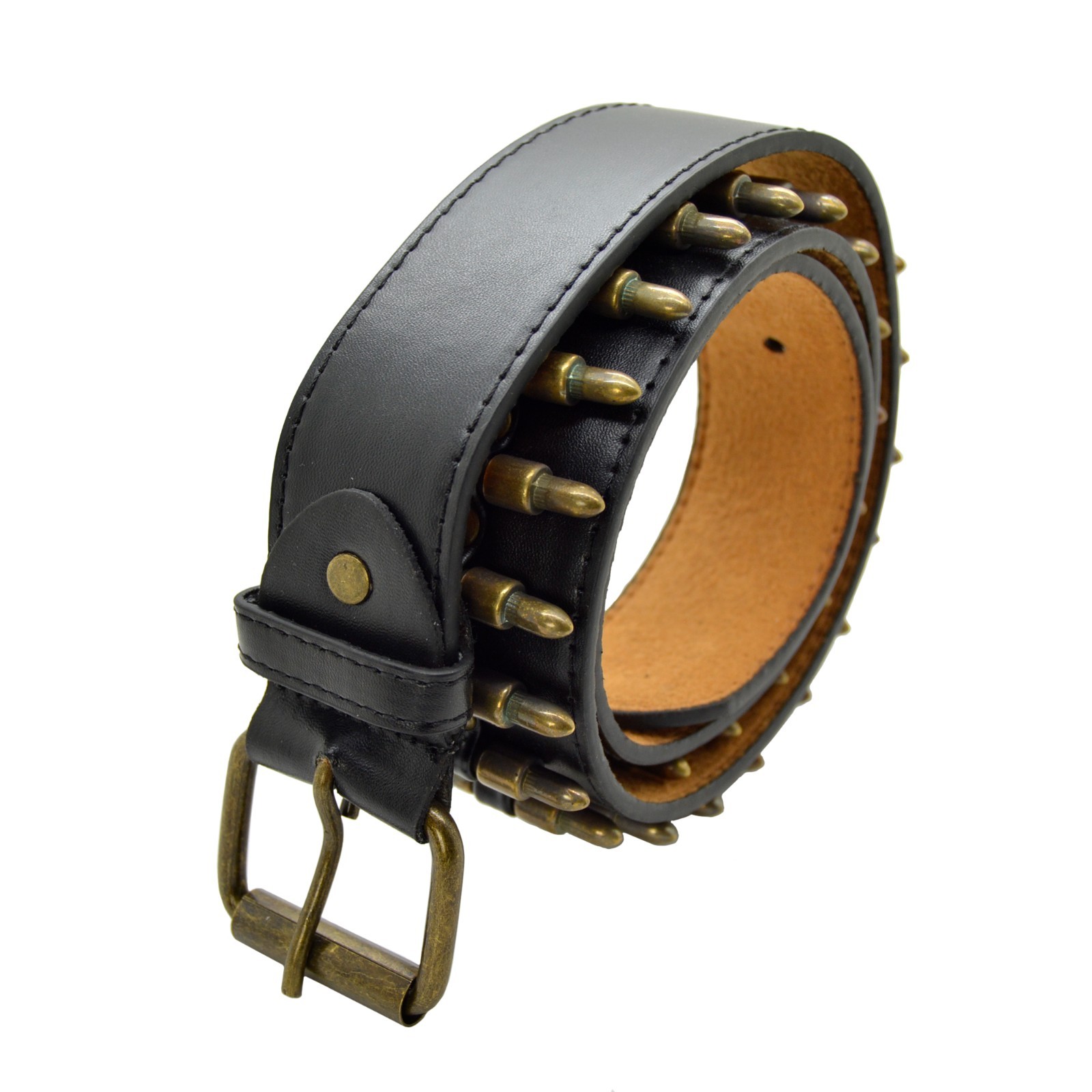 Punk Rock Rivet Faux Brown Bullet Belt