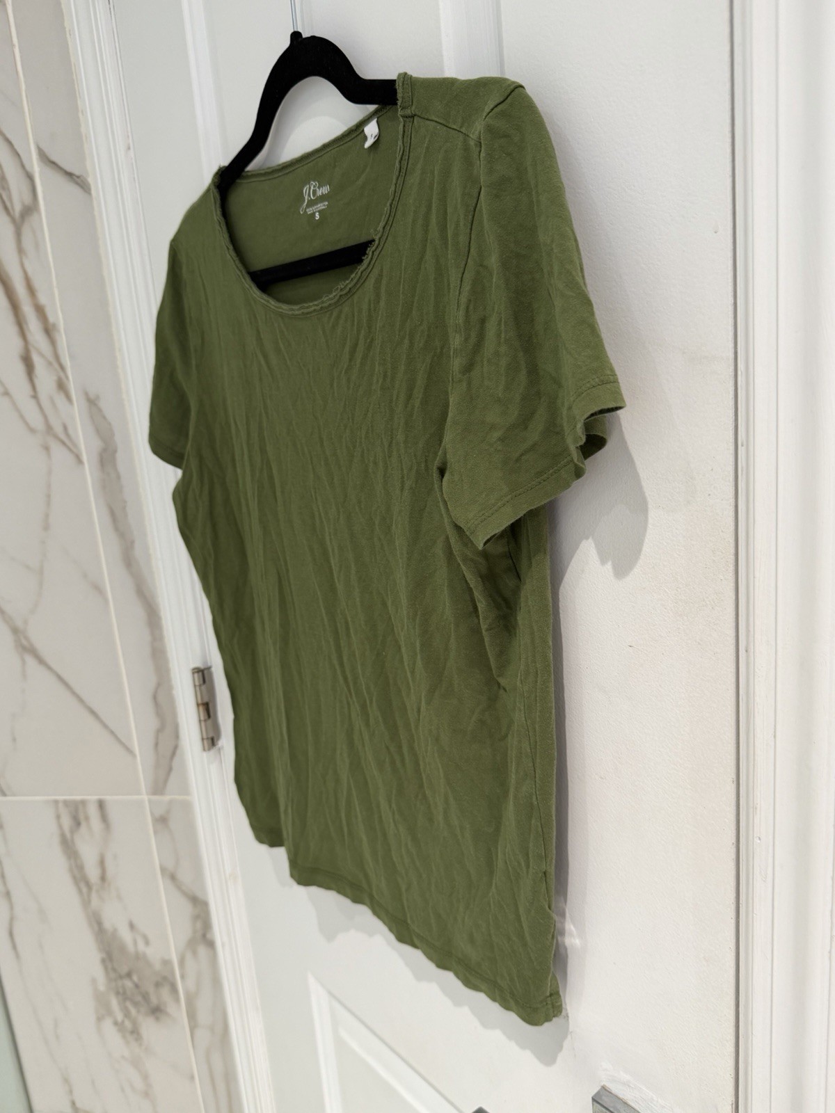 J.Crew Womens Green Crewneck Slub Cotton Classic Tee T-Shirt Size Small