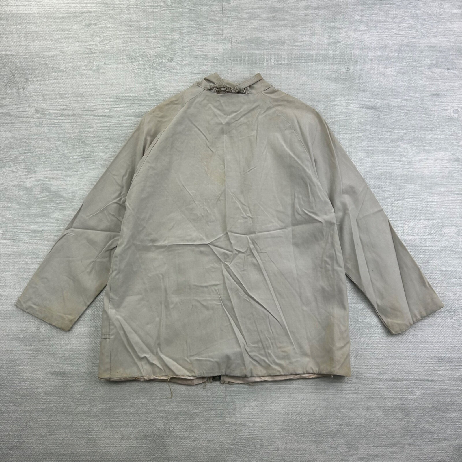 Vintage 40s 50s Chin Strap Jacket Size Medium Gray Full Zip Light Weight