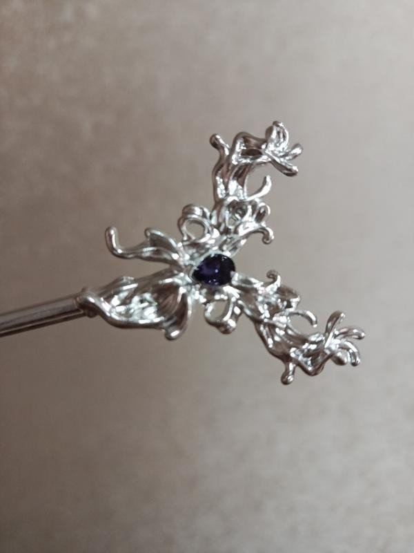 Boho Style Silvery & Violet Fairy Core Butterfly Chinese Hairpin 16 Cm