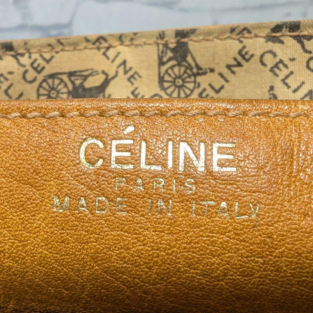 CELINE Shoulder Bag Embossed Leather Horse carriage logo Vintage Auth From Japan