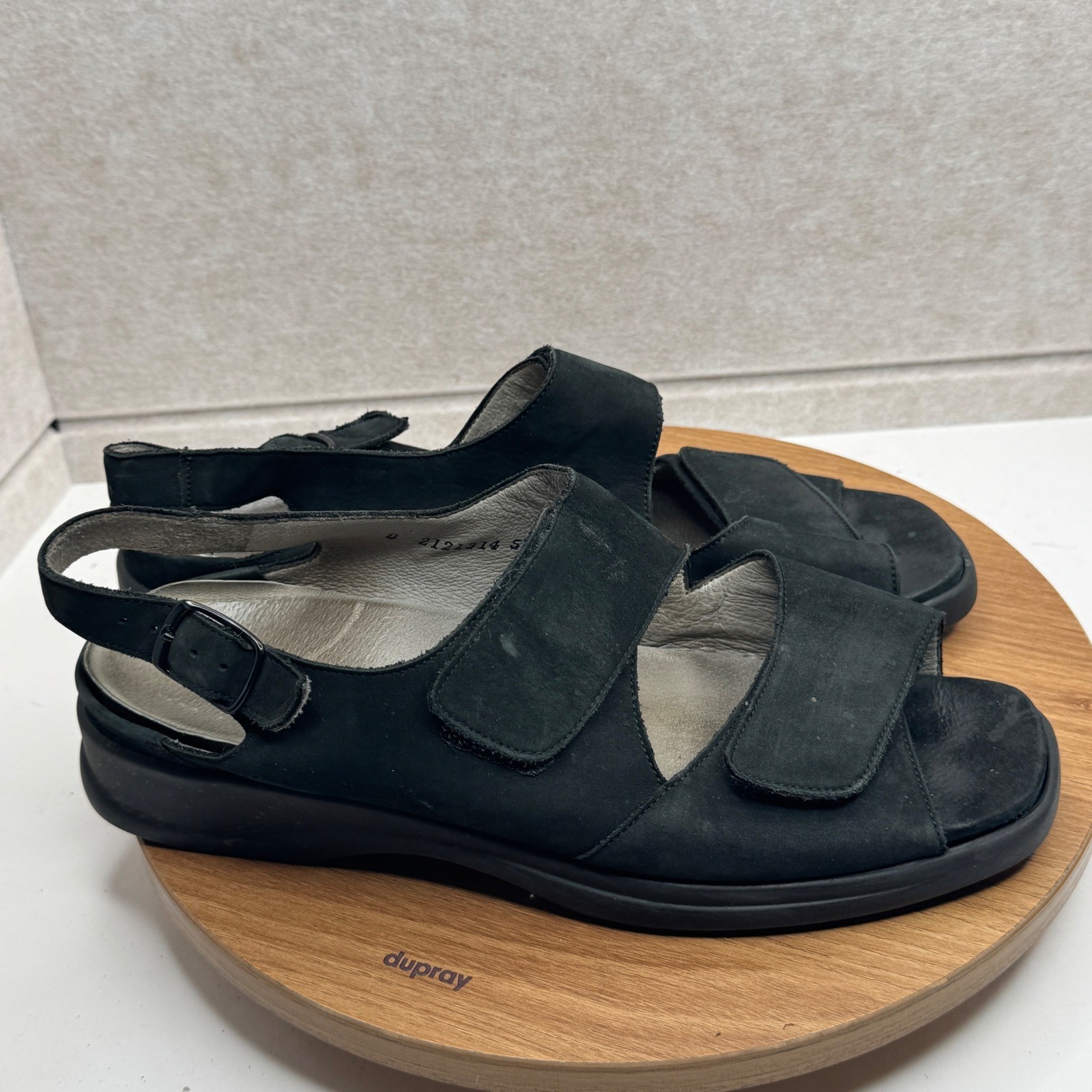 Theresia M. Black Suede Leather Slingback Comfort Sandals Size UK 8 10 US