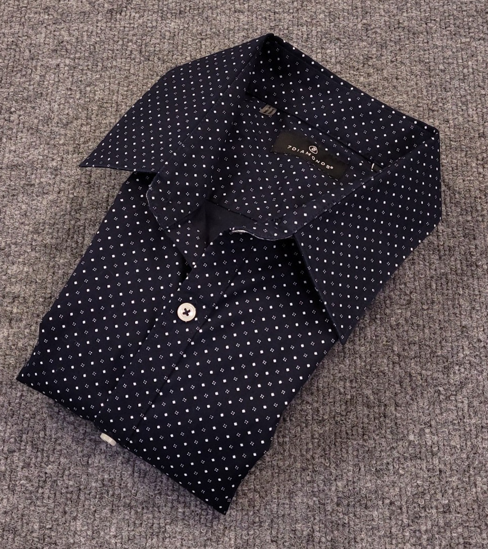7D 7 Diamonds Diamond Lighting Stretch Sz M Navy Geometric Micro Dot Floral