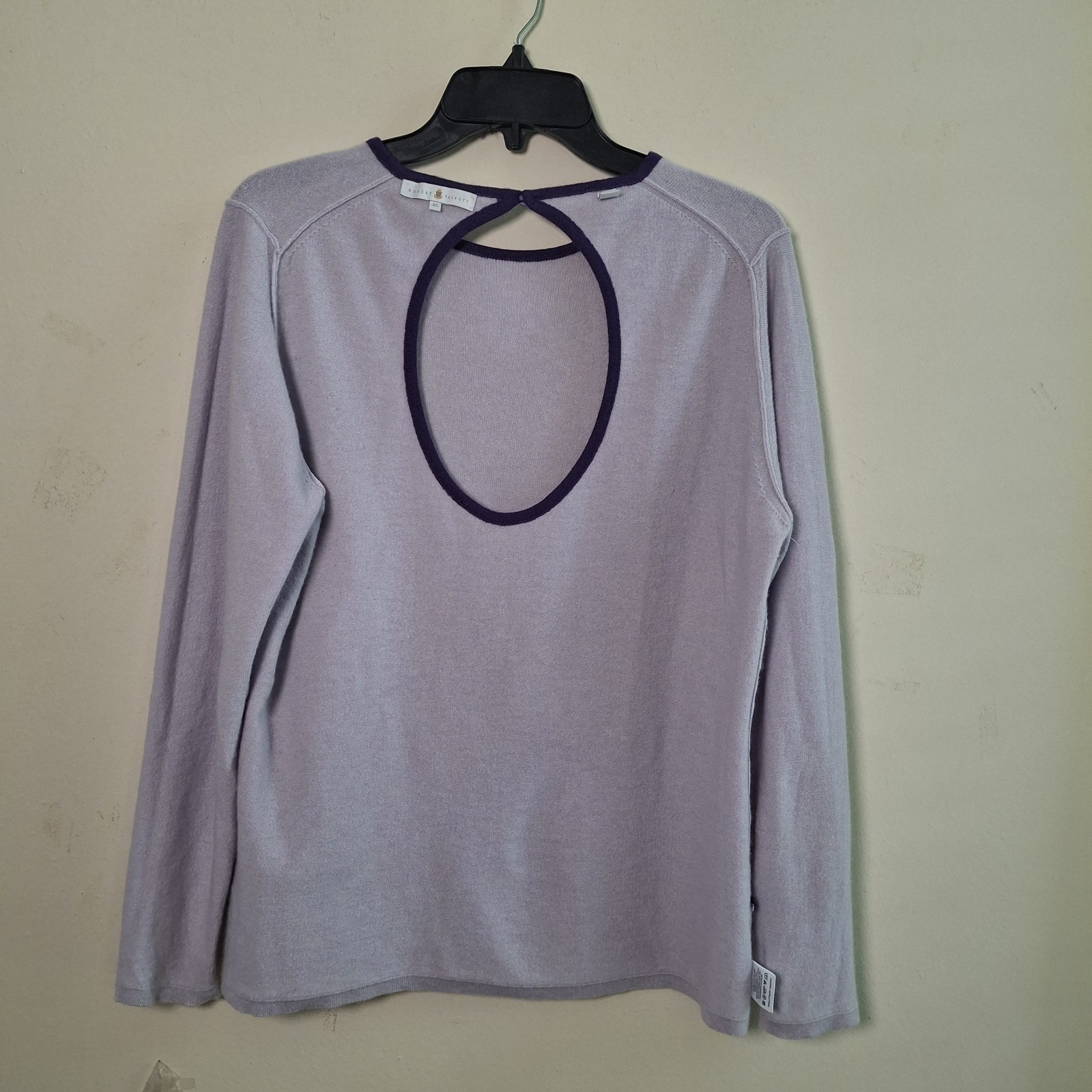 Robert Talbott 100% Cashmere Sweater Purple Women XL Open Back Preppy Old Money