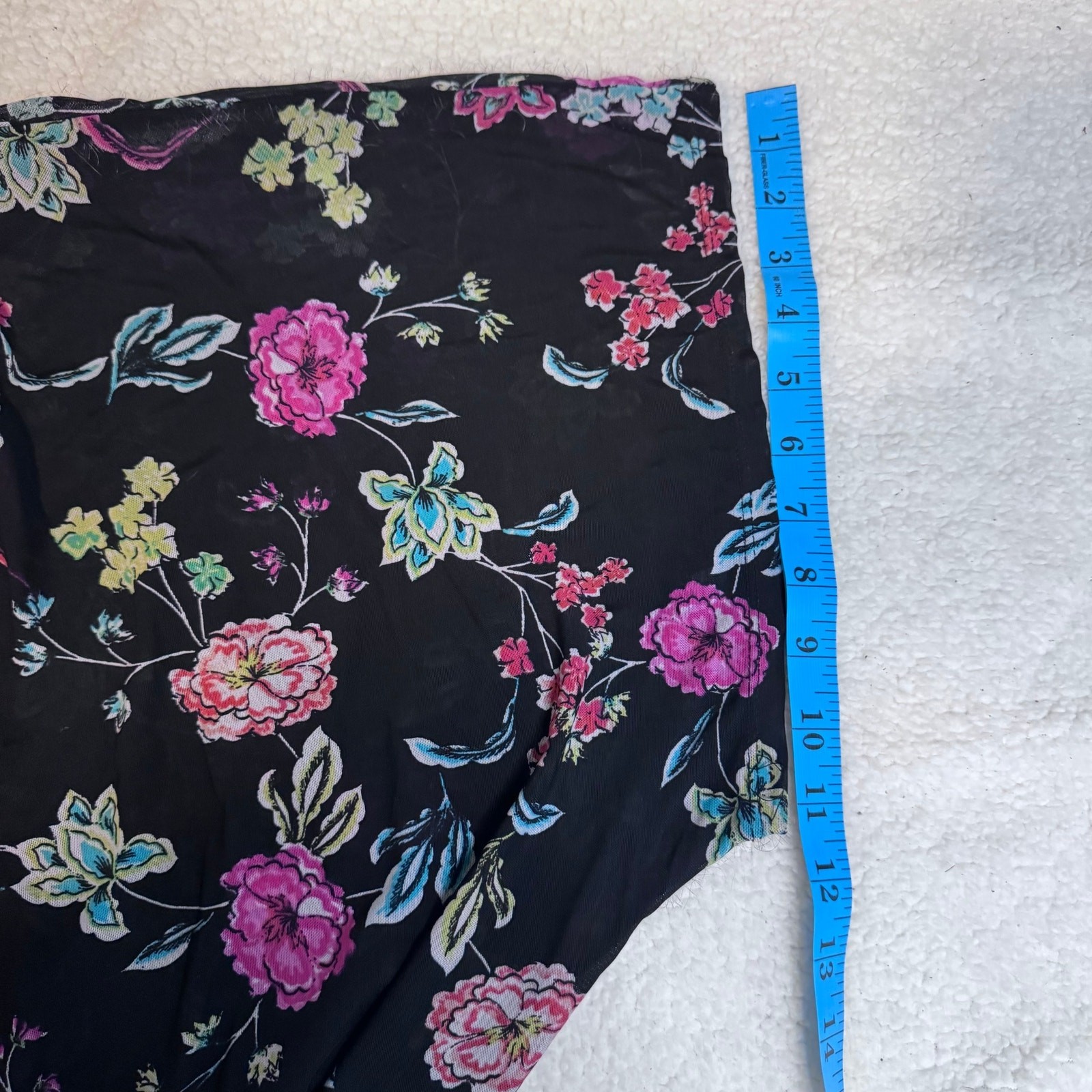 Torrid Floral Mesh Maxi Kimono Cover Up Black Pink Size 3/4 Plus Size Boho 59″