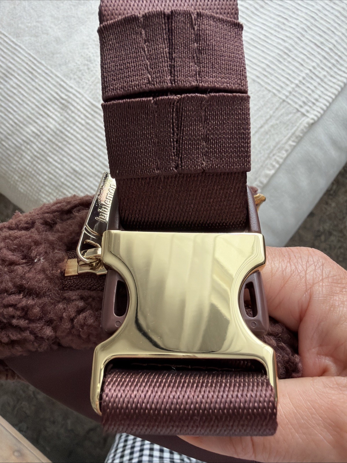 NWOT Lululemon Everywhere Belt Bag 1L Brown Sherpa Fleece Gold Hardware Auth
