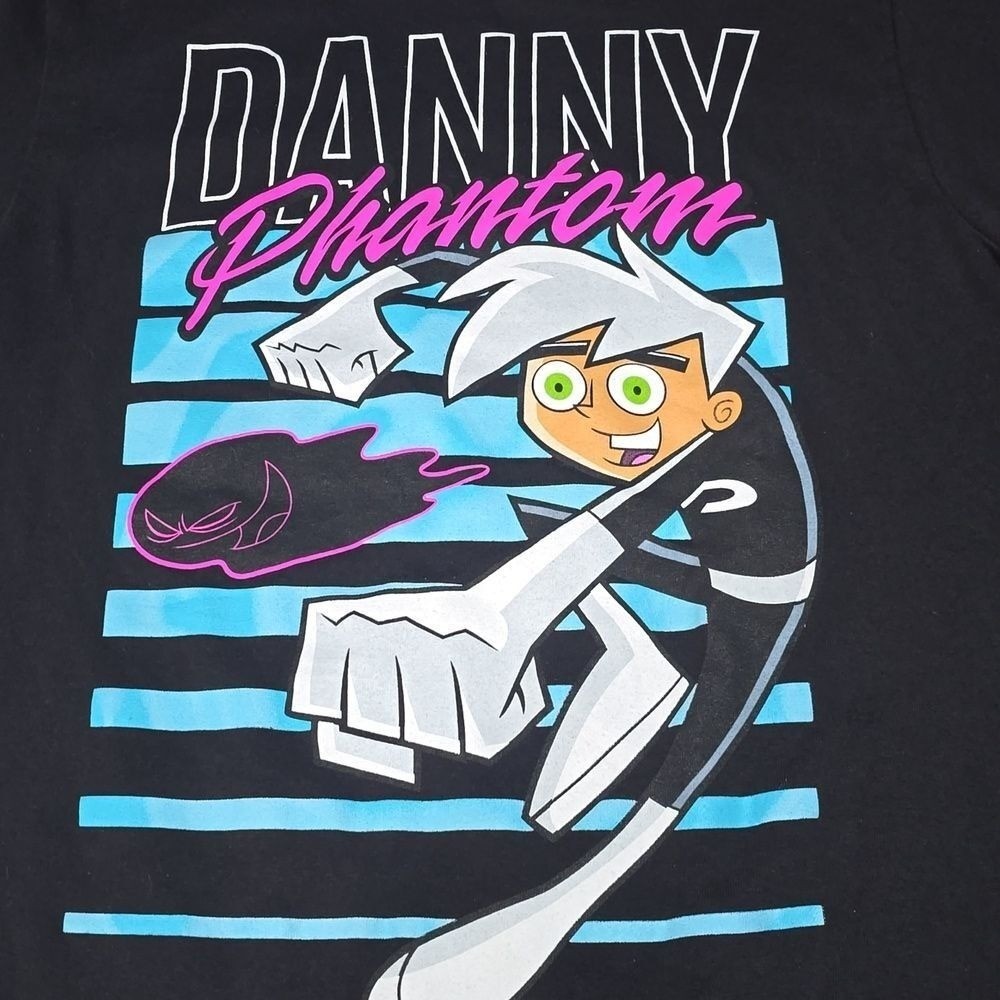 Unisex Nickelodeon Danny Phantom Ghost Graphic Tee Cartoon TV Show Black S