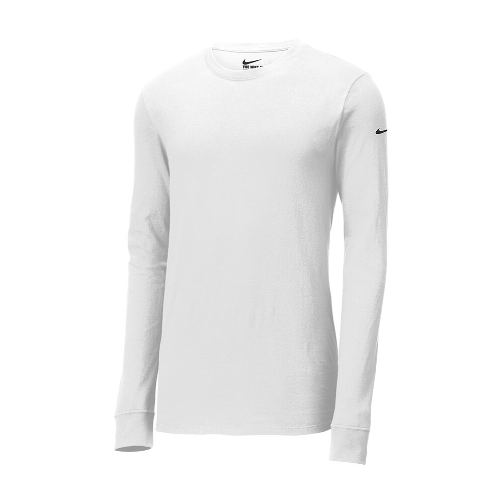 Nike Men’s Size S-4XL Dri-FIT Cotton/Poly Long Sleeve Tee Athletic Swoosh Shirt