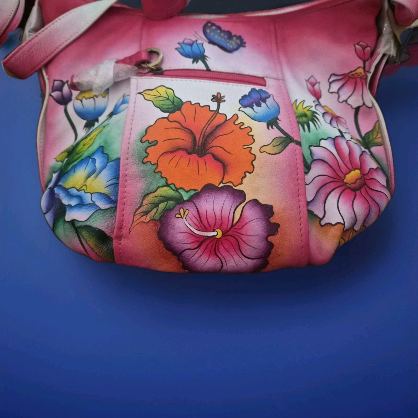 NWT Sukriti Kolkata Handbag Genuine Leather Handpainted Shoulder Bag Floral NEW
