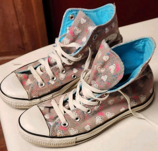 Converse Chuck Taylor All Star High Top Shoes W 8 M 6 Tie Dye Hearts AOP 112464F
