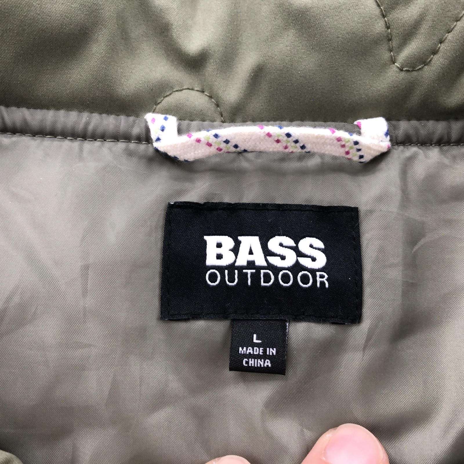 BASS Outdoor Jacket Women Large Green Olive Quilted Snap Front Insulated Pockets