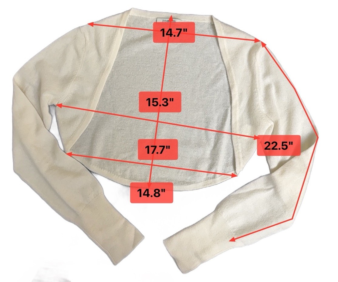 New Ivy & Astor Ivory 100% Cashmere Shrug Sweater Cardigan Bolero Sz M