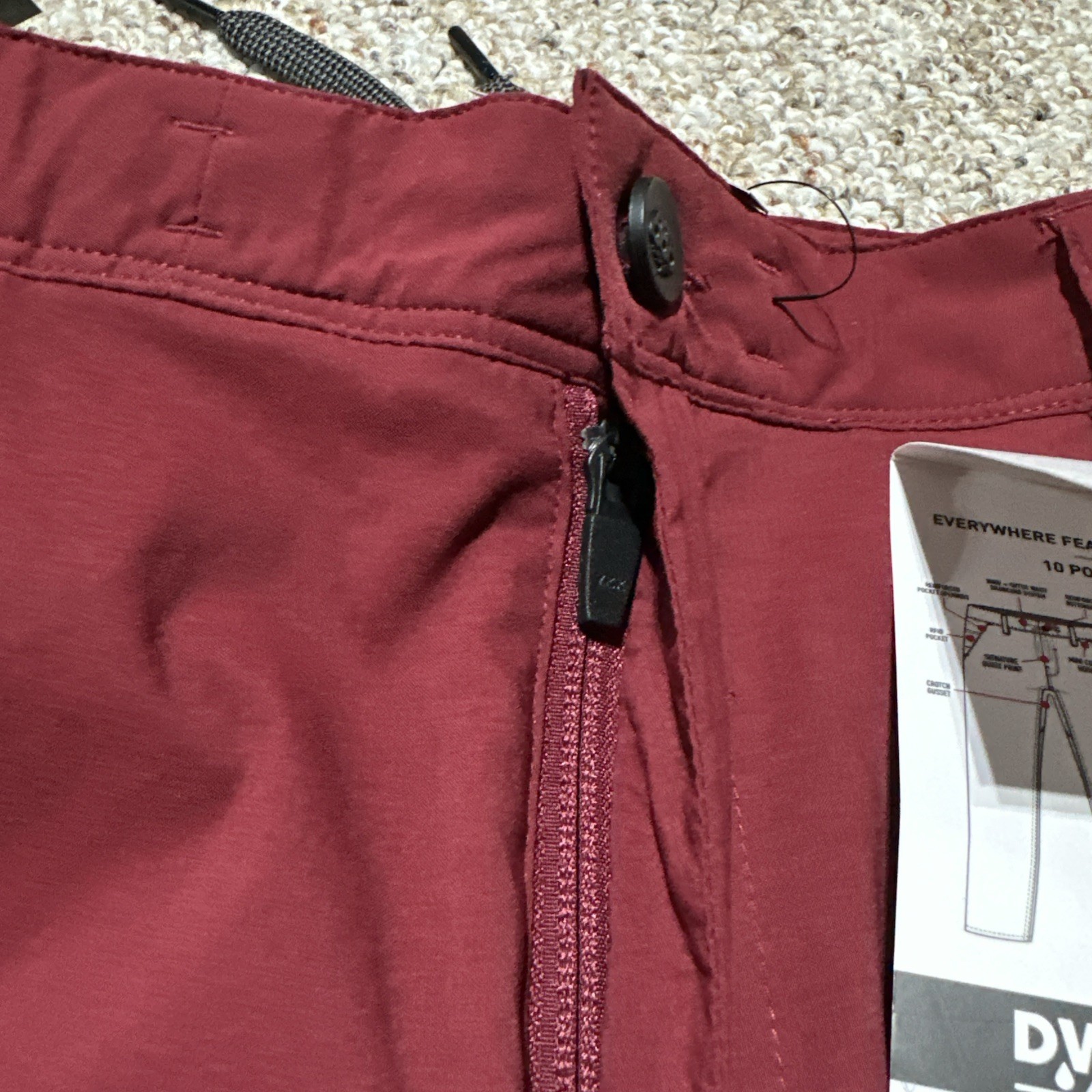 686 Everywhere Featherlight Chino Pants OXBLOOD Mens 40/34 Slim Fit NWT