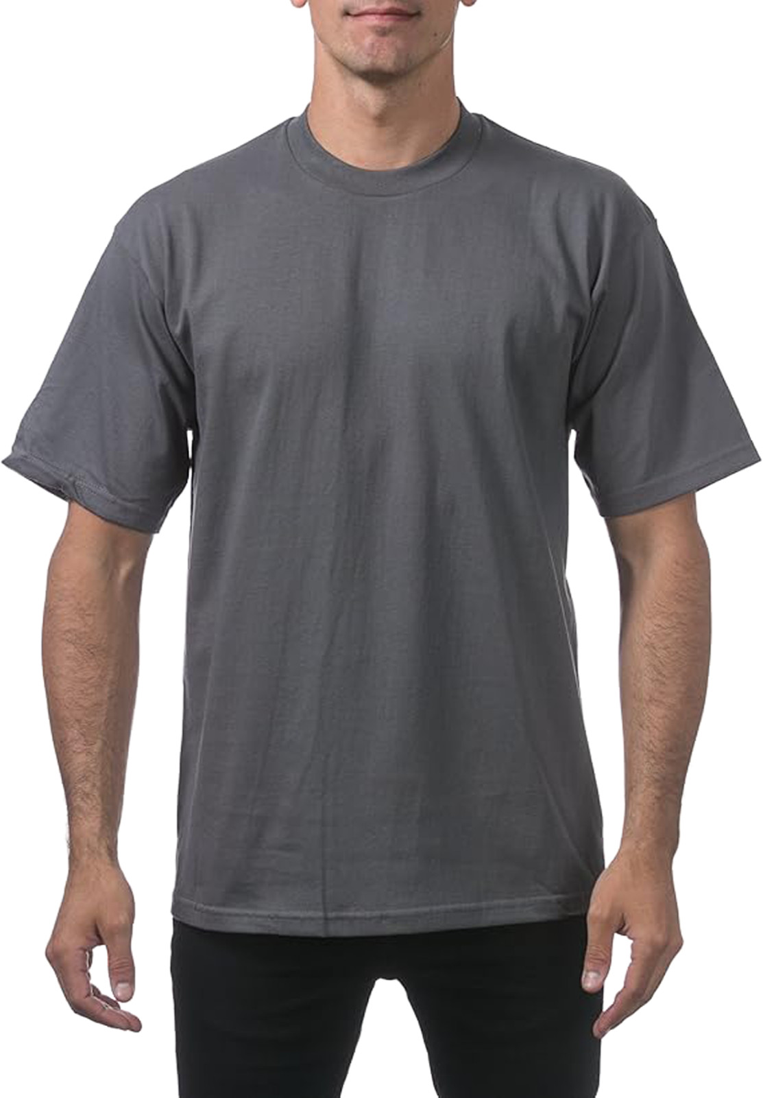Pro Club Men’s Heavyweight T-Shirt Crew Neck Plain Blank Short Sleeve Tee All Si