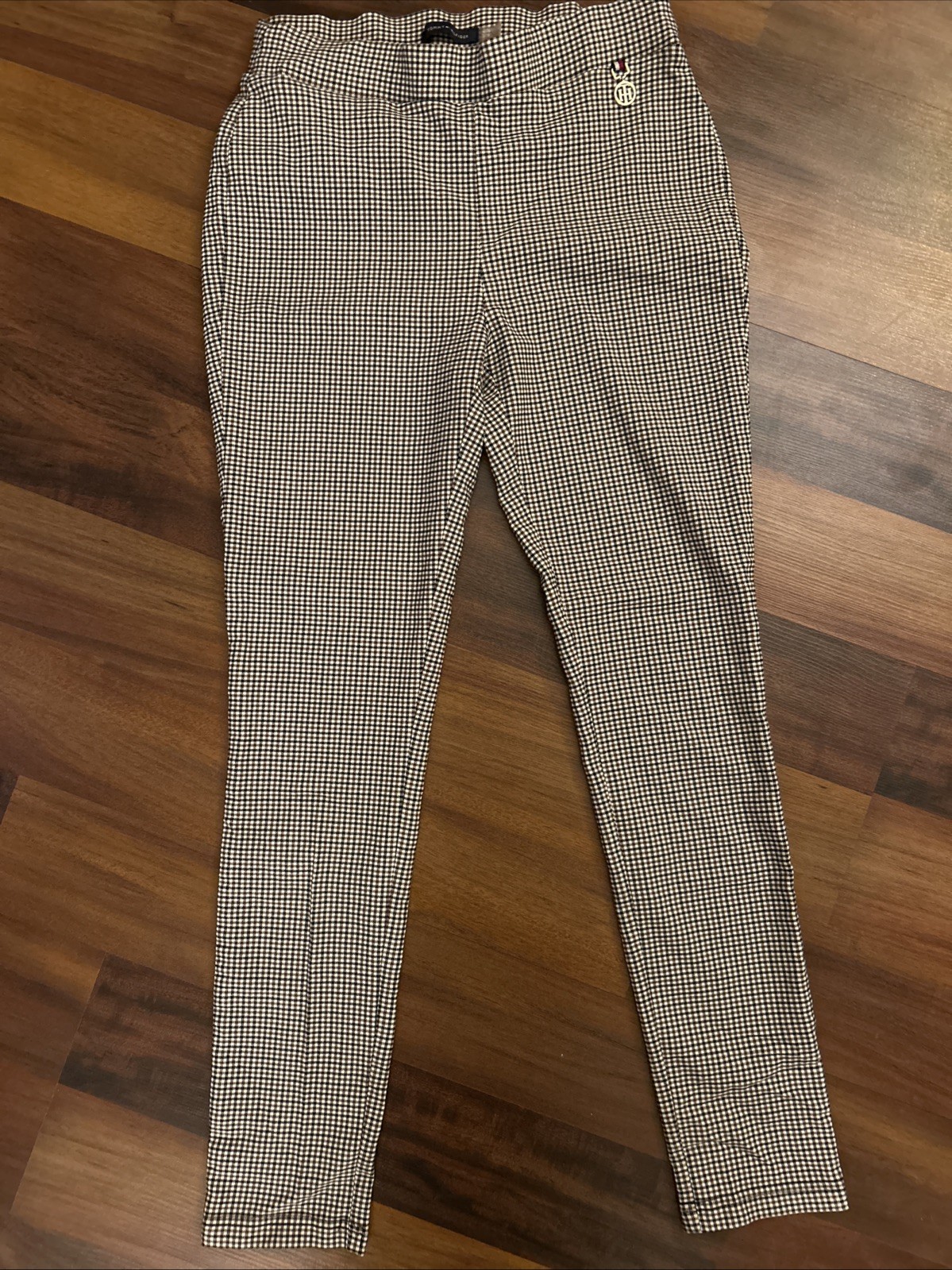 Women’s Tommy Hilfiger Black Brown Micro Checkered Bottoms Ankle Length Size 6