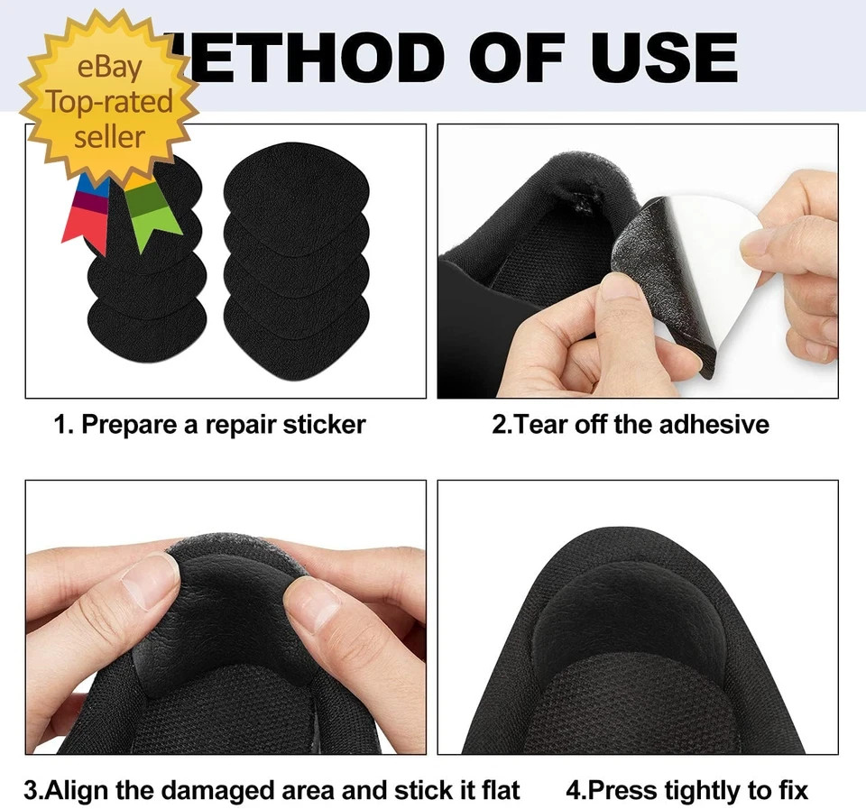 Shoe Heel Repair, 4 Pairs Self-Adhesive inside Shoe Patches Kit for Repair Holes