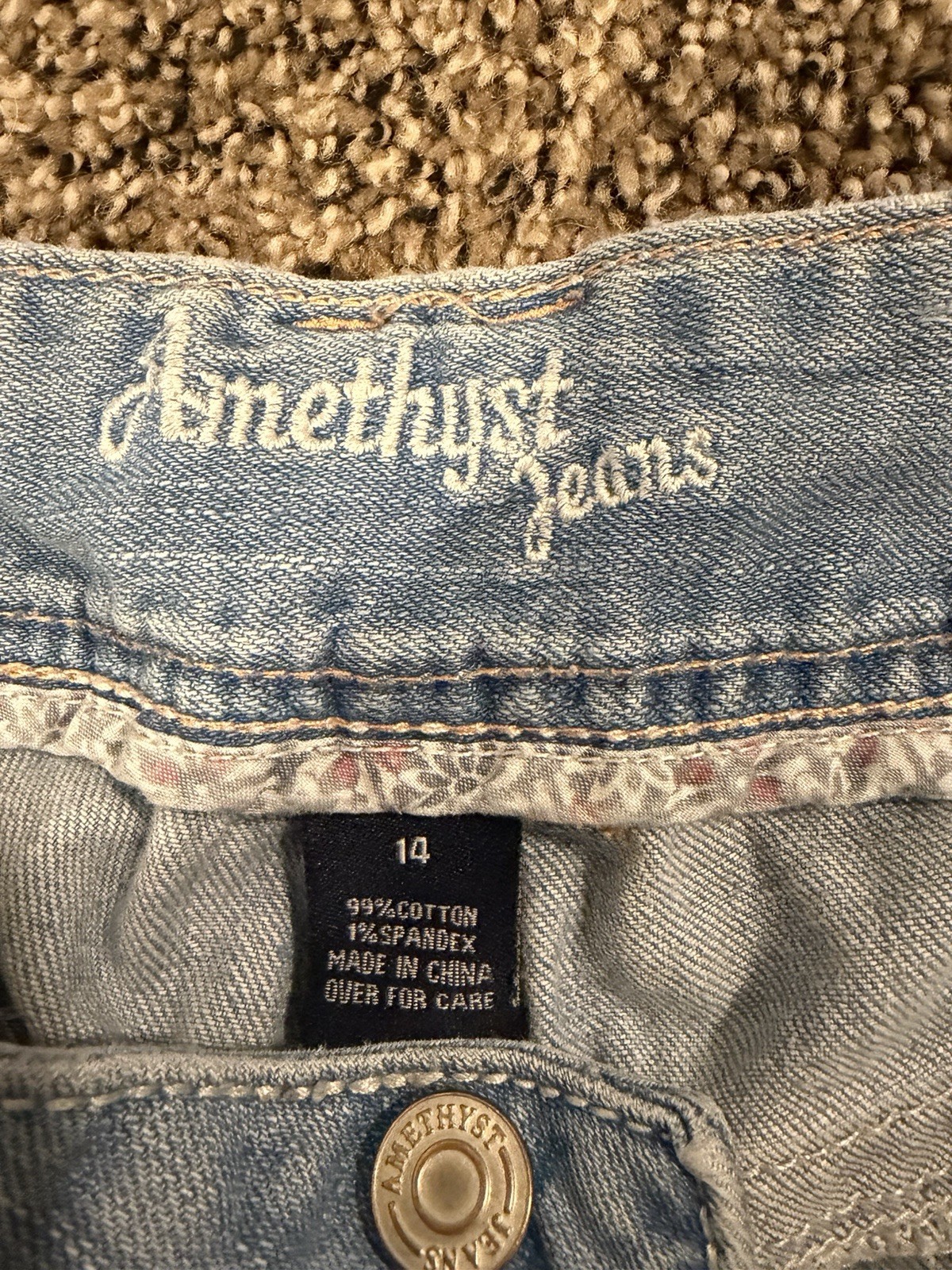 Amethyst Jeans Girls Size 14 Light Wash Blue Bootcut Denim Cotton/Spandex