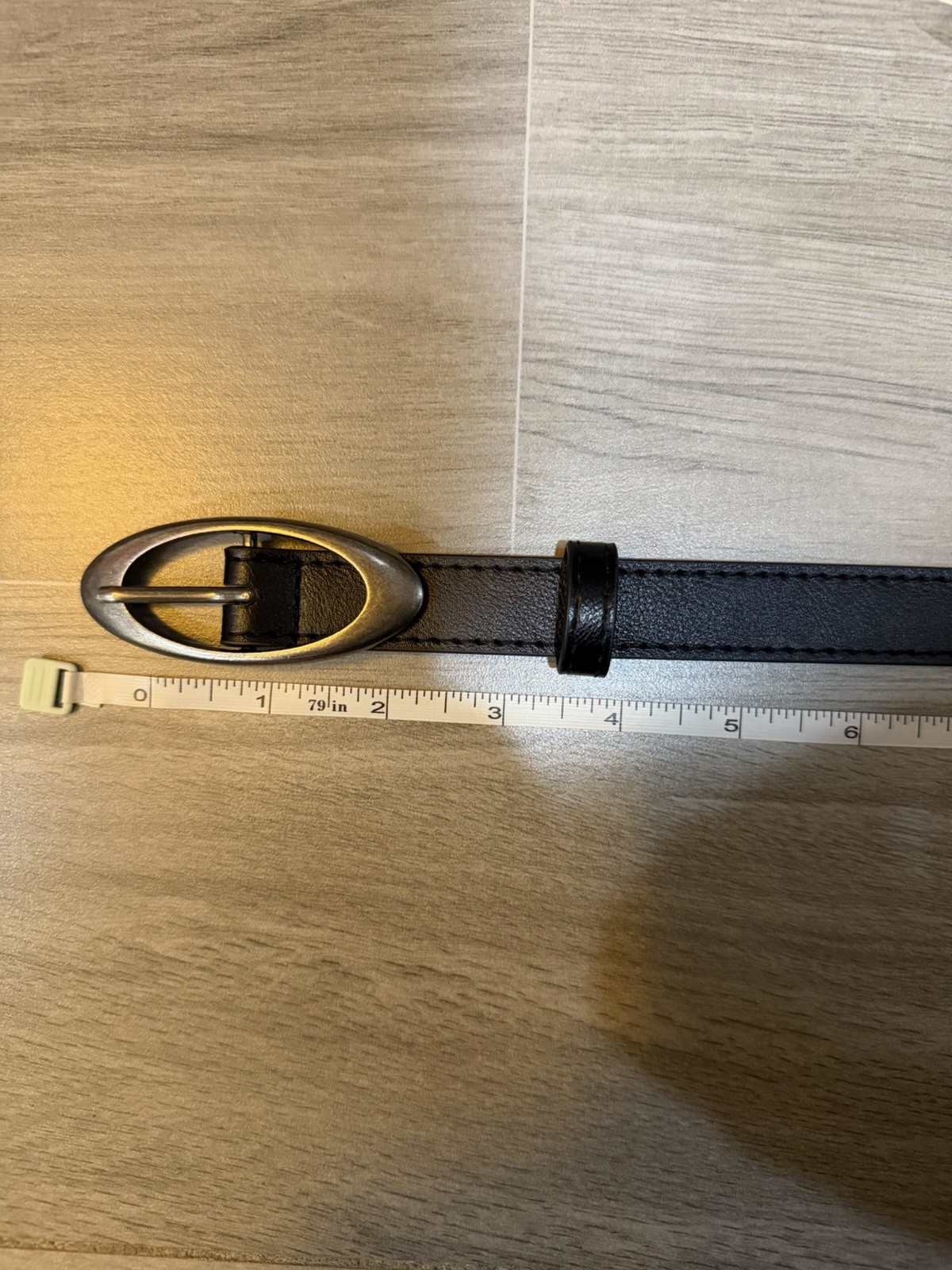 Oakley Black Leather Belt Oval Silver Buckle Casual Jeans Waist Belt Unisex
