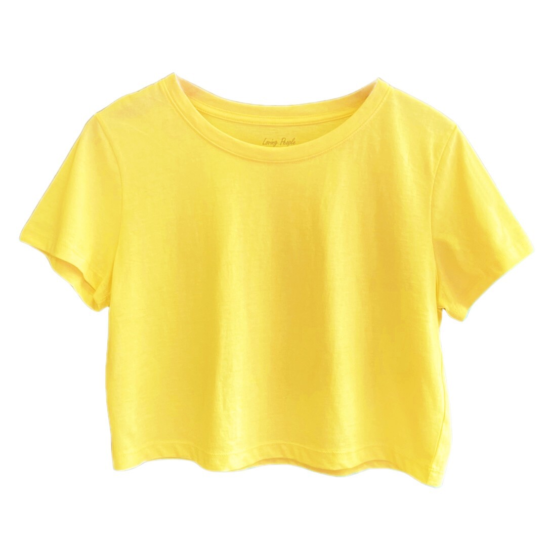 Women’s Loose Fit Crop Tops Round Neck Short Sleeve Casual 100% Cotton T-Shirts