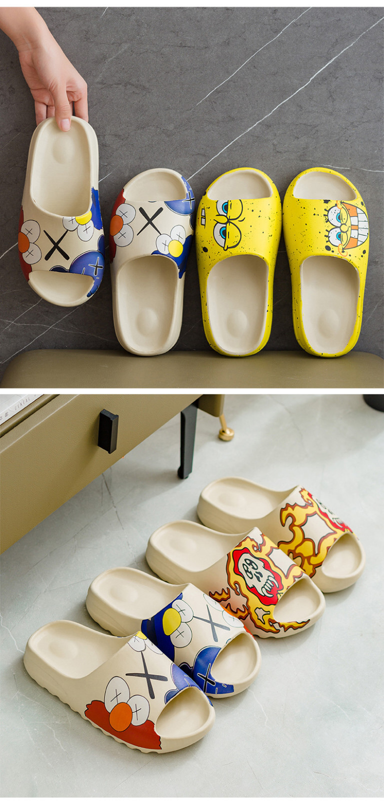 Cartoon Cozy Pillow Slides Anti-Slip Sandals Slippers Cloud Home Outdoor Shoe