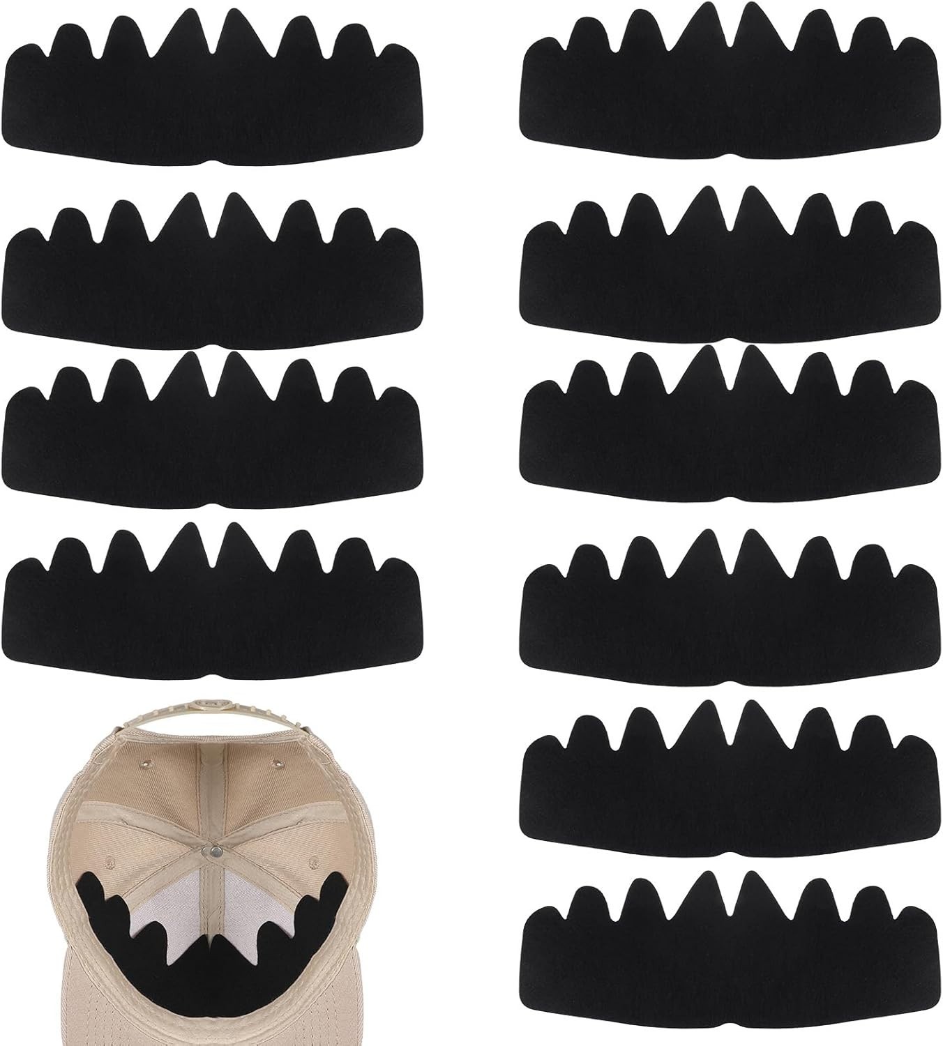 10PCS Hat Sweat Liners for Caps Washable Reusable Inserts for Sweat Protection