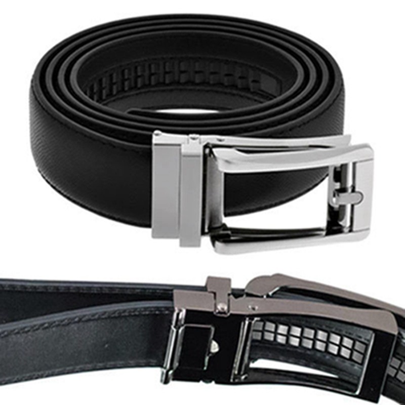 Men’s Click Lock Belt Leather Automatic Buckle 28″-48″ Durable Black&Brown