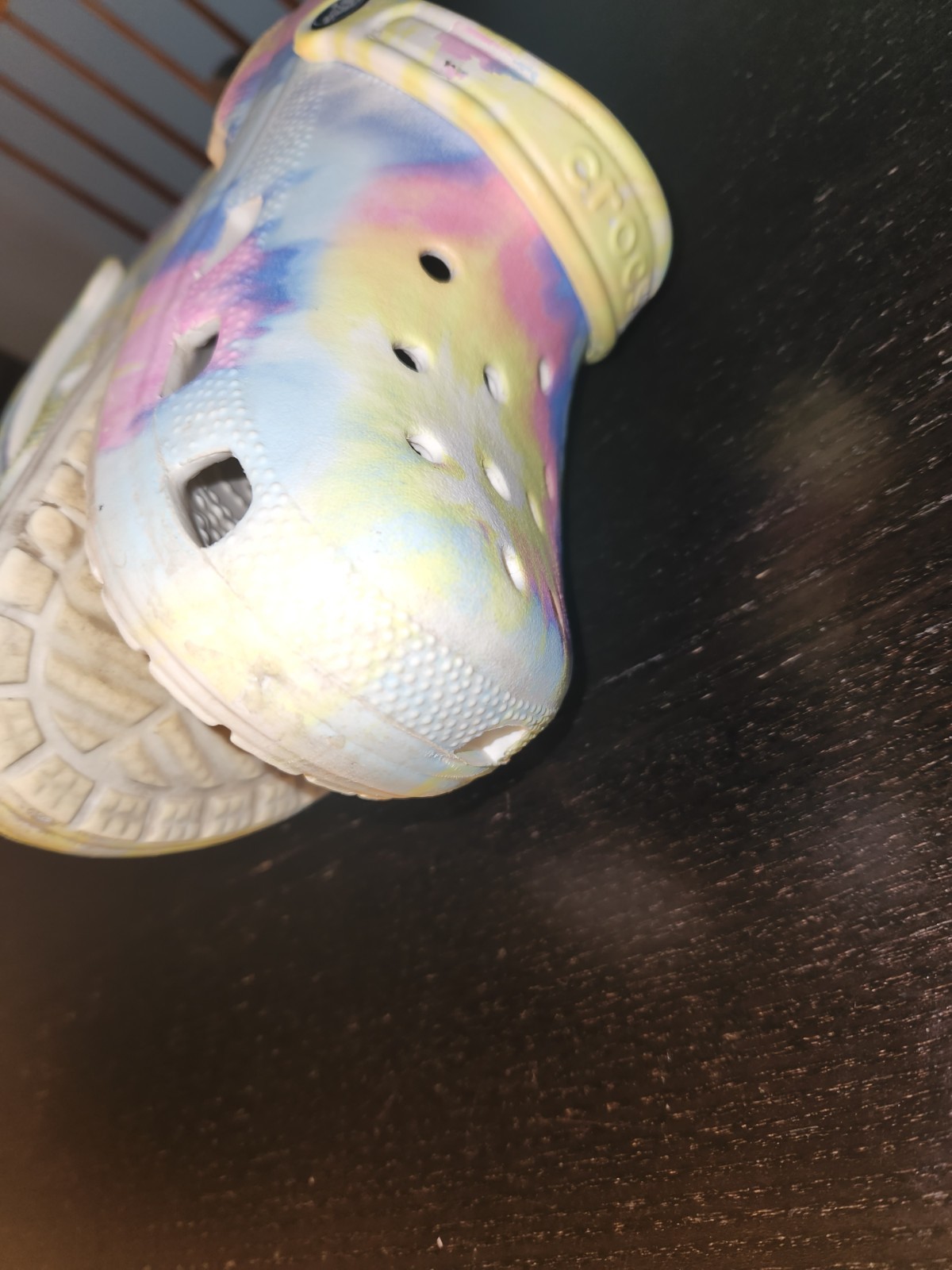 Crocs Classic Clog Unisex W- 8 M-6 Slip On Tie Dye Multicolor Logo Strap