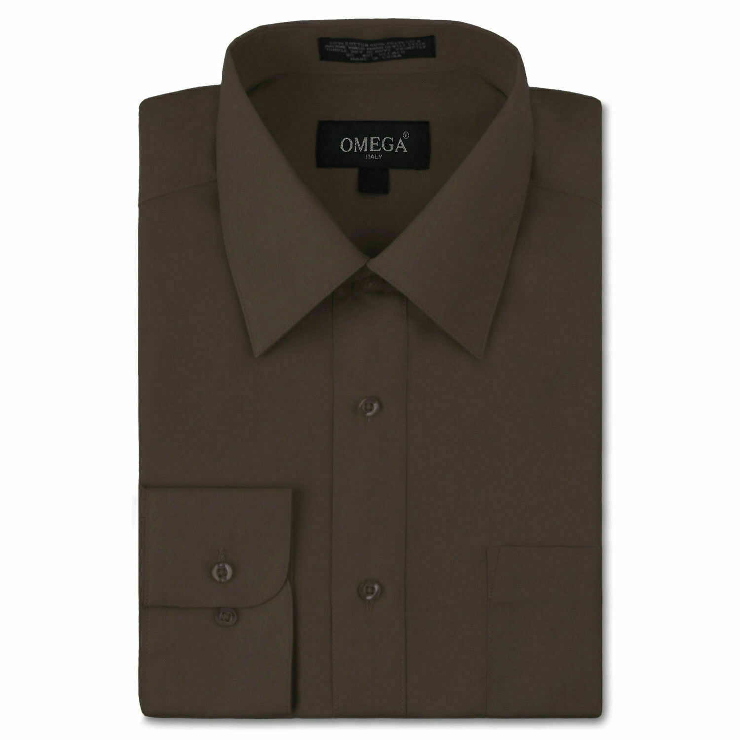 NEW Omega Italy Men’s Dress Shirt Long Sleeve Solid Color Regular Fit 10 Colors