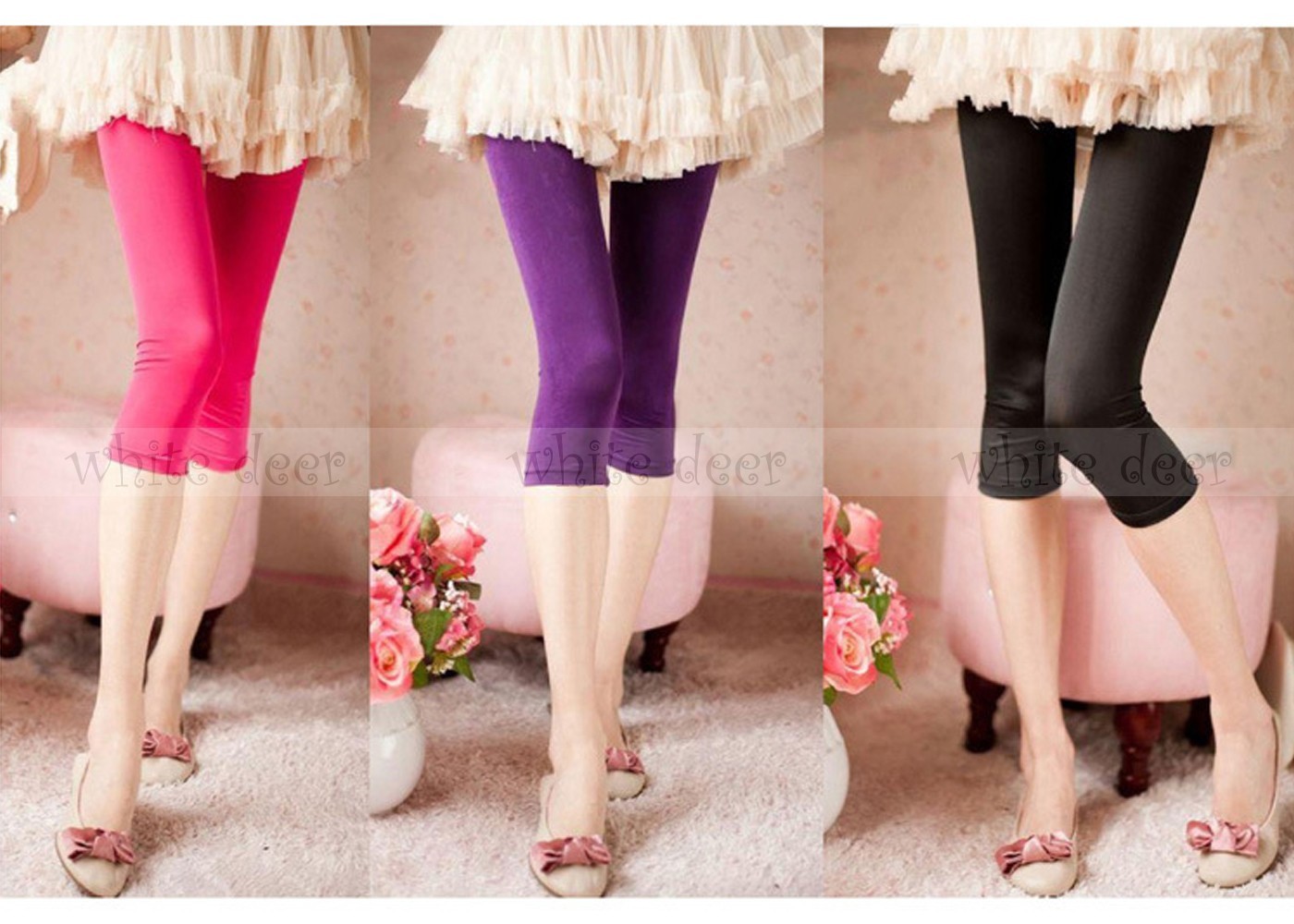 Juniors’ Skinny Basic Plain Stretch Cropped Capri Leggings Footless Smooth Soft
