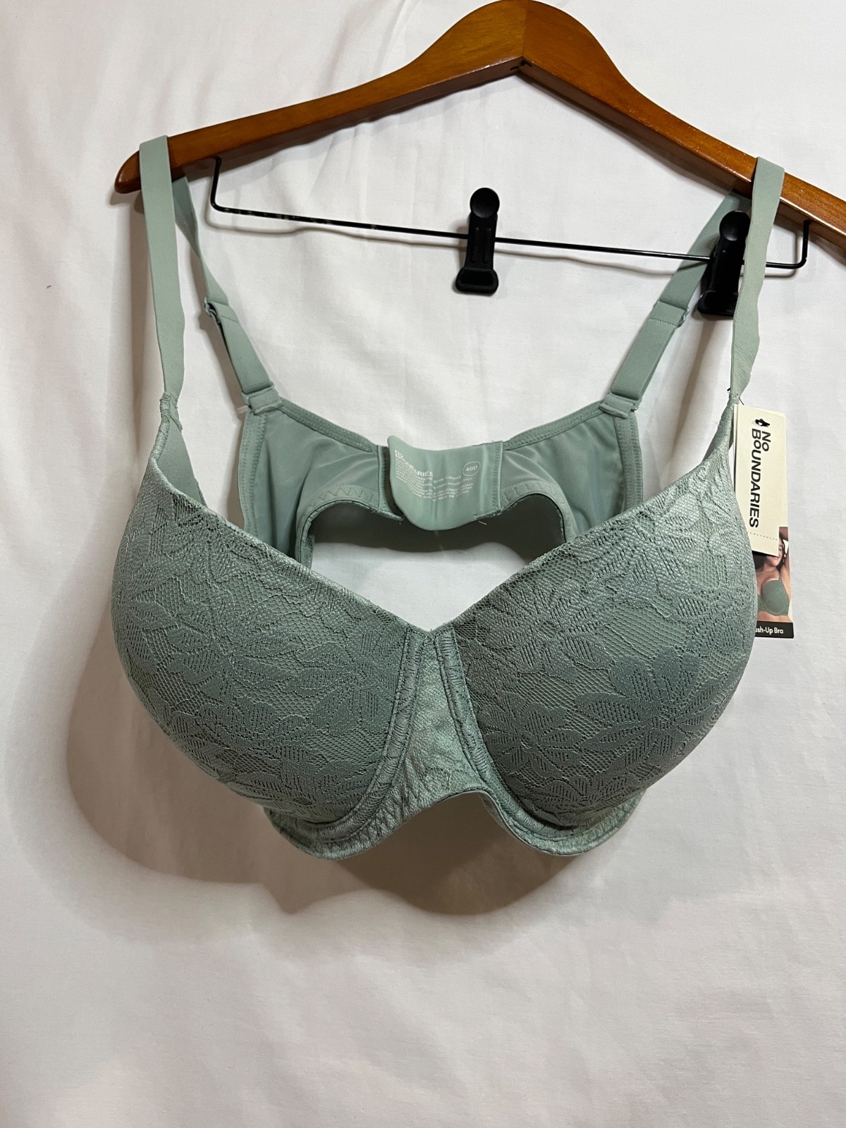 No Boundaries Padded Push Up Underwired Bra Green Adjustable Strap Lace U pick