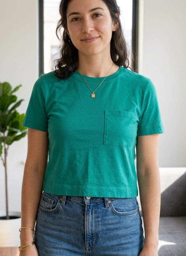 Zara pocket green cotton t-shirt size S