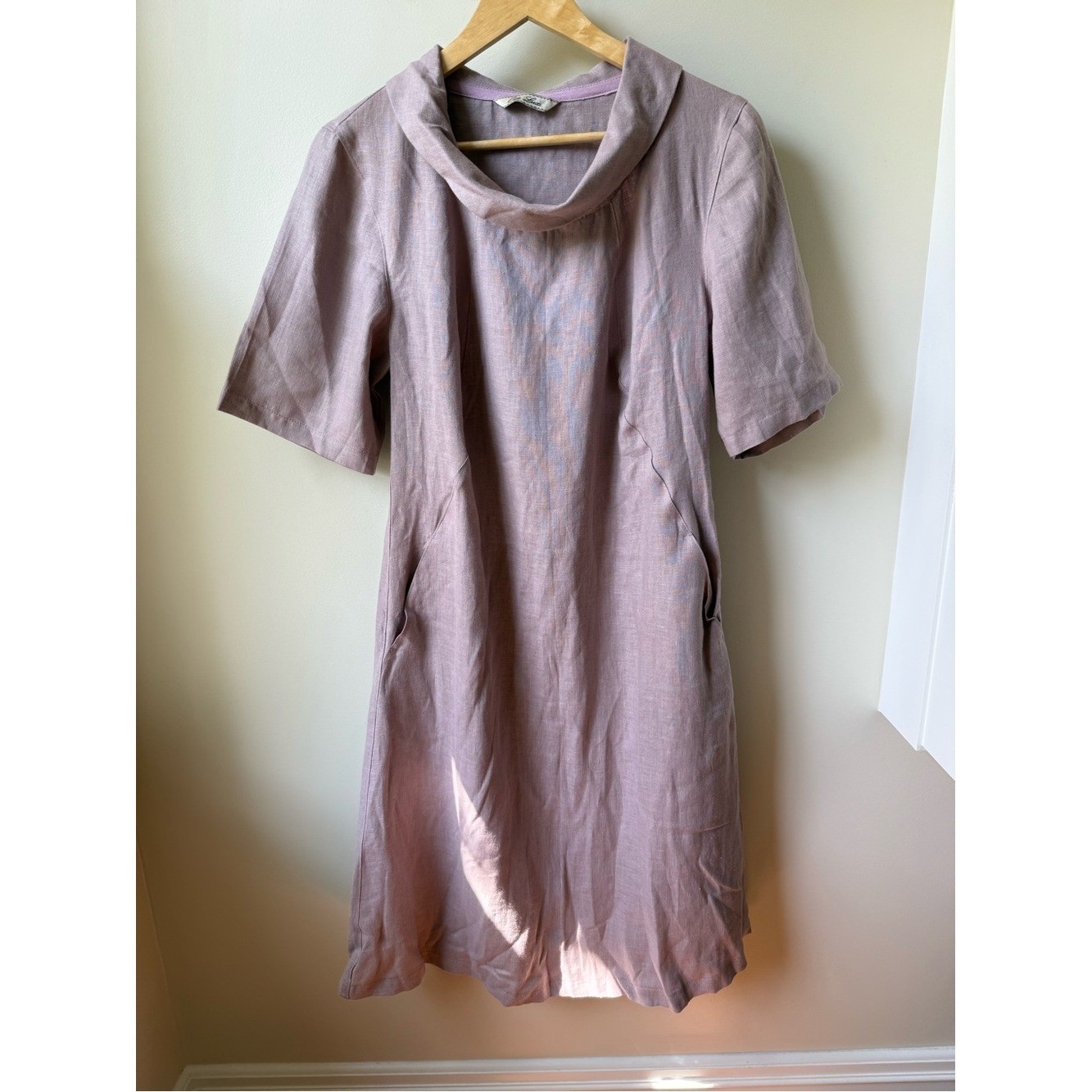 ODA LUX Linen Minimalist Cowl Dress Sustainable Ethical Slow Fashion Lagenlook M