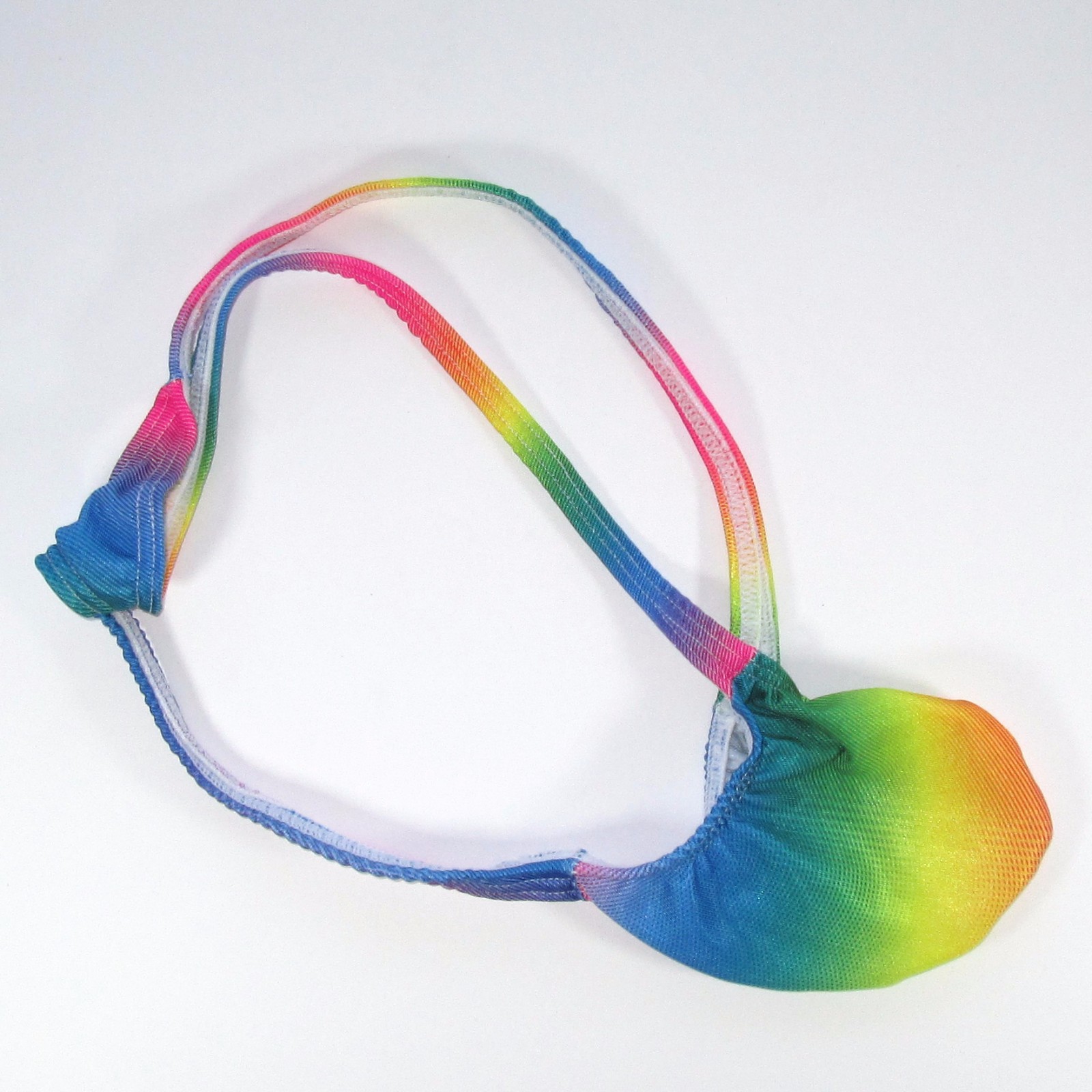 K403 P String Thong Grape Smugglers Contoured Pouch Rainbow Printed Swim fabric