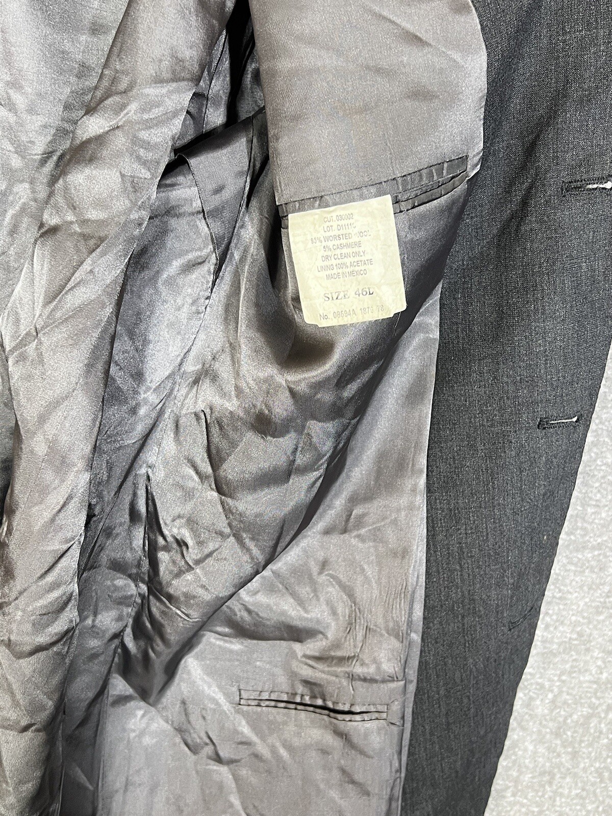 Andrew Fezza All Seasons Cashmere Wool Blazer Mens Size 46L Gray Pockets