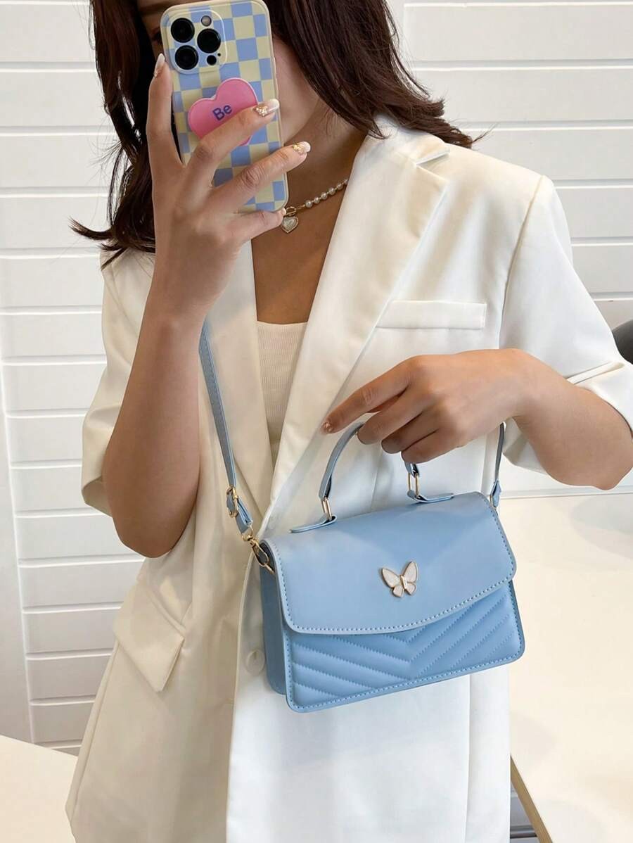 Women PU Leather Crossbody Bag Patchwork Bow Flap Square Shoulder Commute Purse