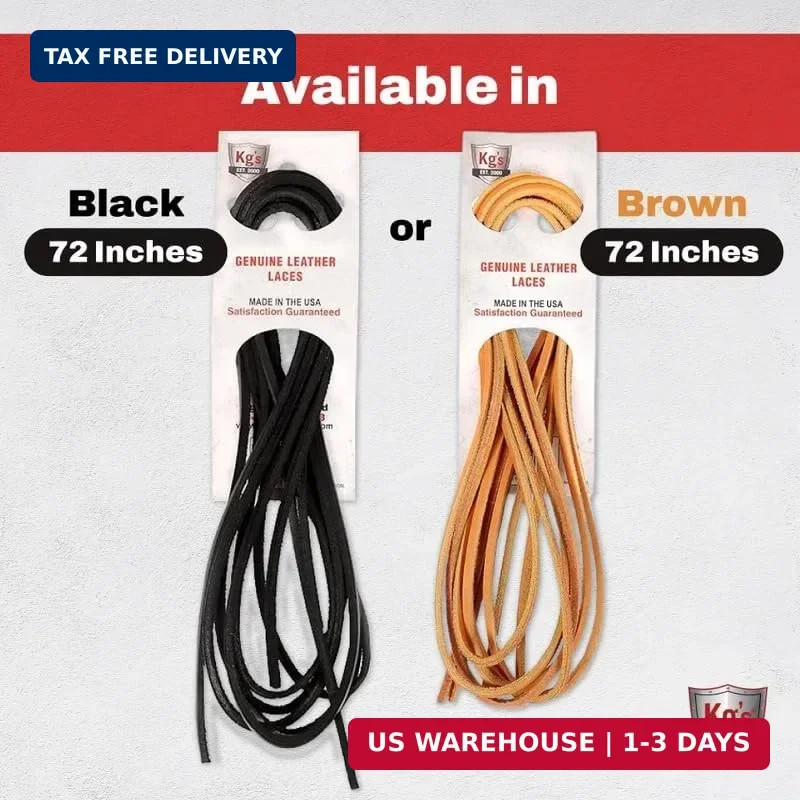 Kg’s Genuine Leather Laces – 100% Genuine Leather Shoe Laces for Adults, Leather