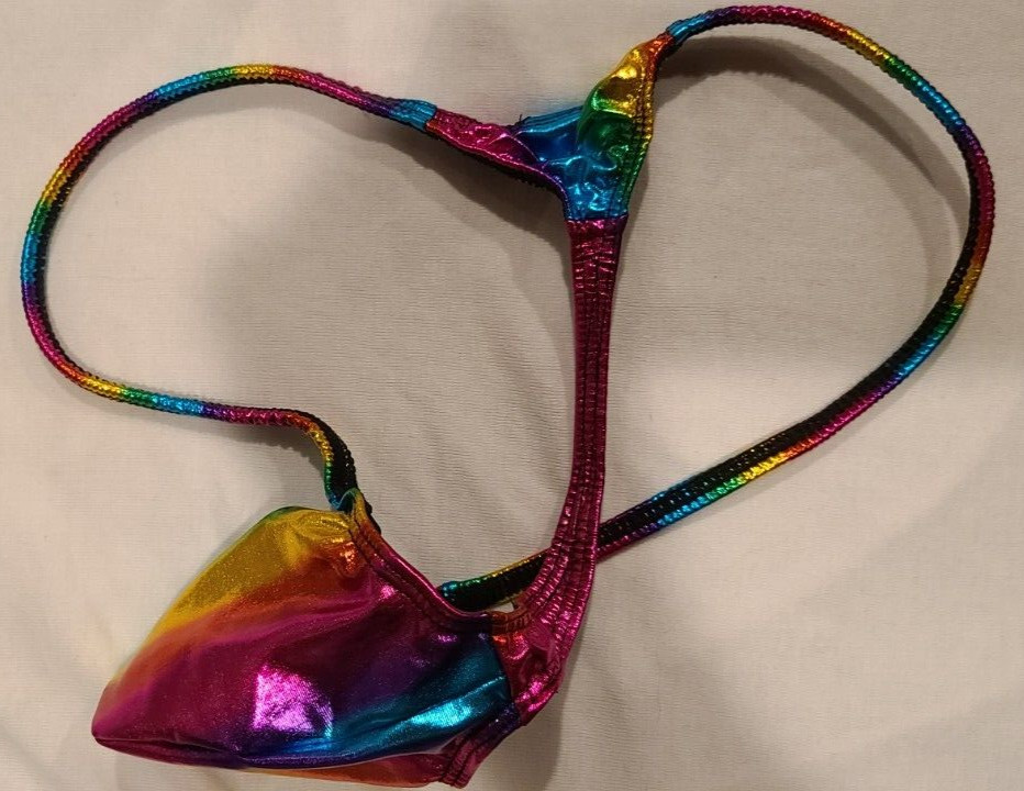 USA SELLER MENS SHINY METALLIC RAINBOW GRAPE SMUGGLERS MICRO THONG-(S/M 28-34)