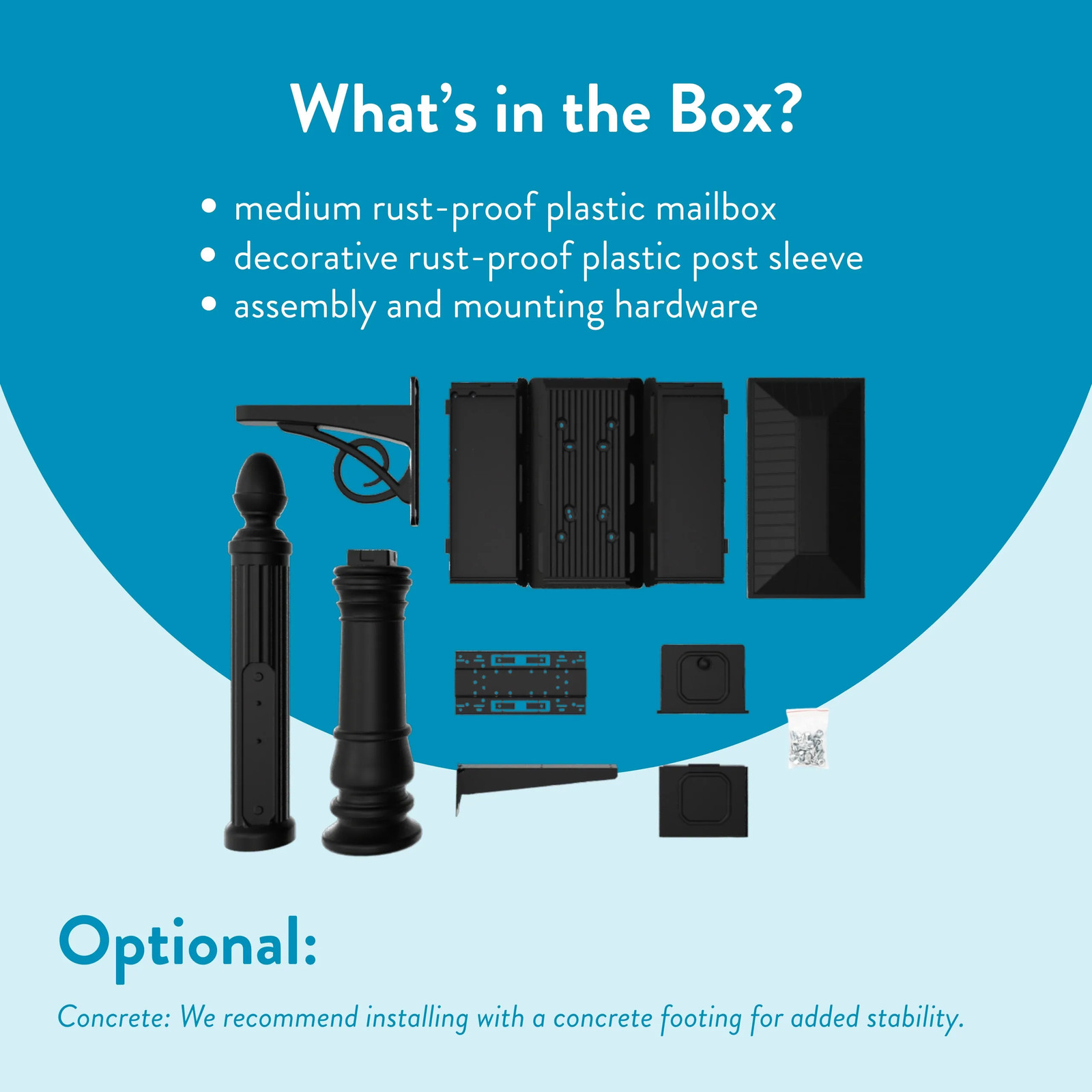 Architectural Mailboxes Stratford Plastic Standard Mailbox Black with Post|16035