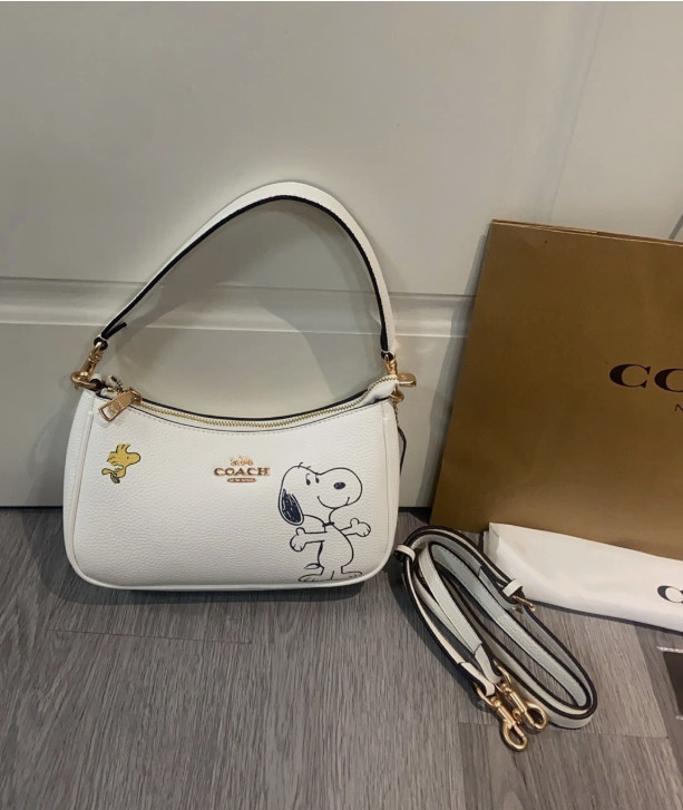 COACH x PEANUTS CBJ76 Teri Shoulder Bag Snoopy Chalk Multi Outlet