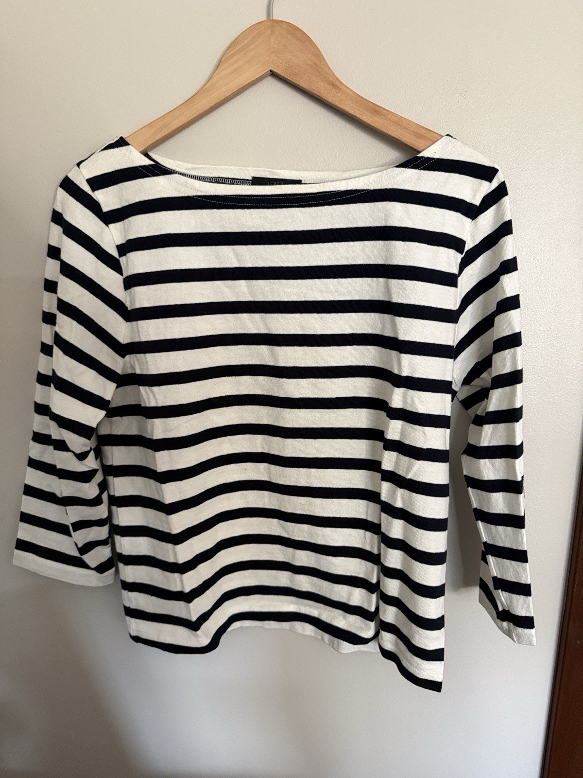 J.CREW Women’s Striped Boat Neck 3/4 Sleeve Knit Pullover T-Shirt M