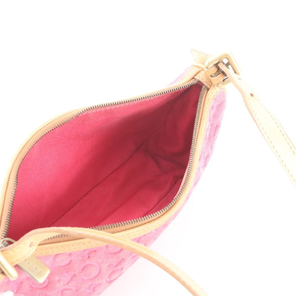 CELINE Shoulder Bag Suede C Macadam Leather Pink Vintage Authentic From Japan