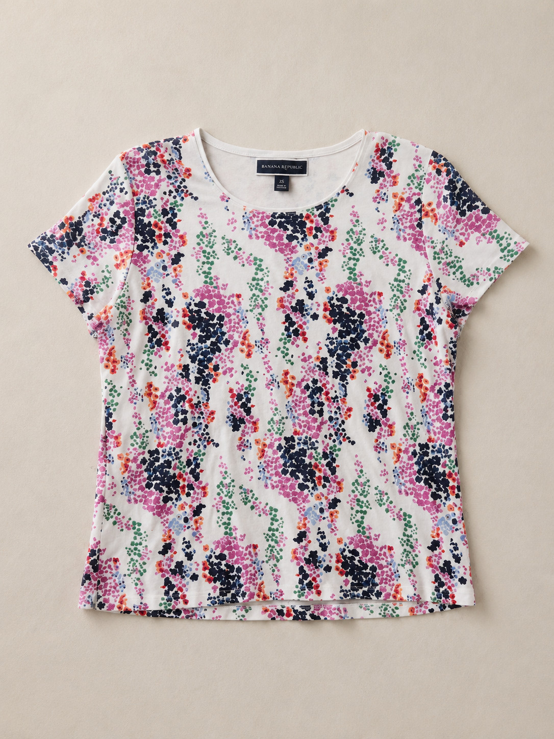Karen Scott Womens Large Floral Top Multicolor Short Sleeve Casual Summer Tee
