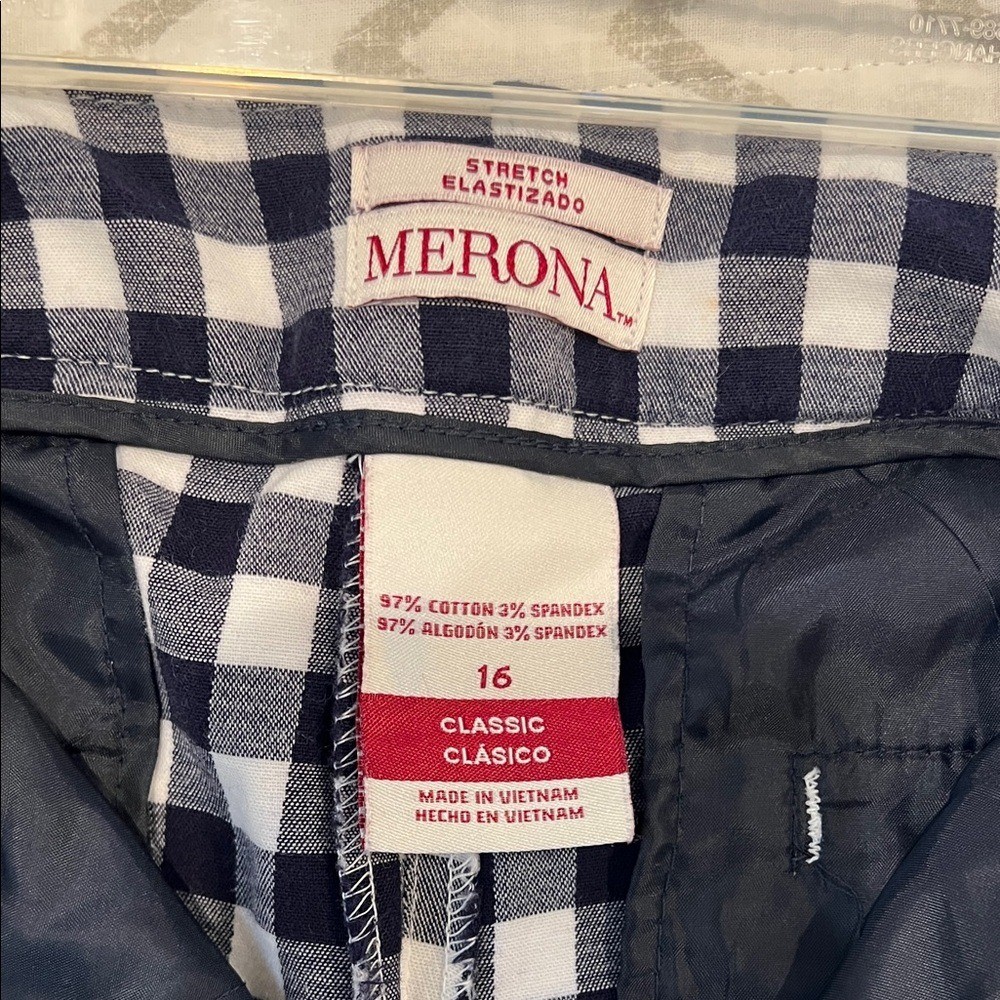 Womens Black and White Merona Checkered Pants