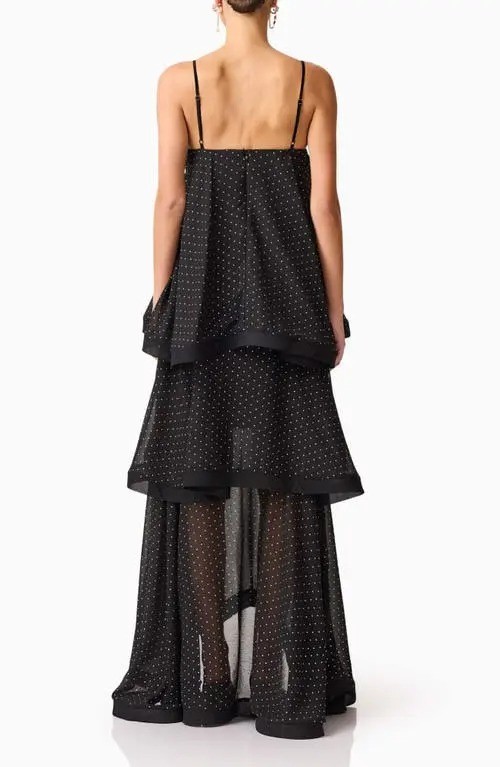 Elliatt Moss Tiered Embellished Gown Sz L Black $398