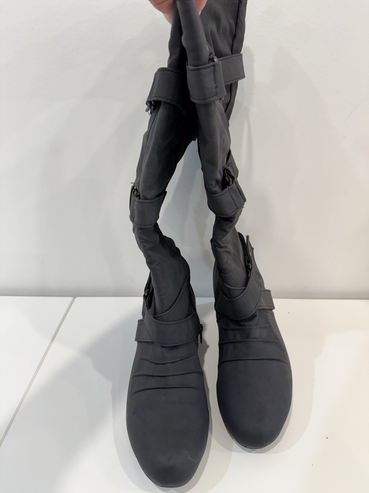 Brand New – Bumper Chika01 Black Synthetic PU High Boots Size 8